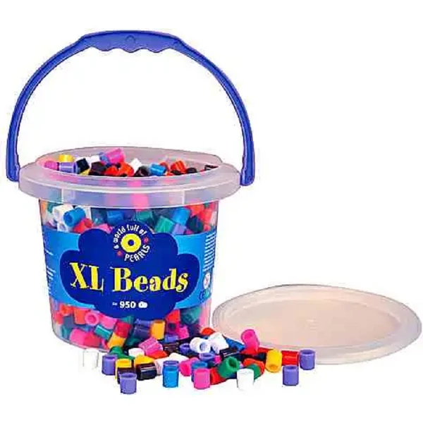 Színes XL gyöngy vödörben 900db