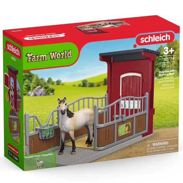Schleich: Farm World - Istálló box Mustang ló figurával játékszett (42724)