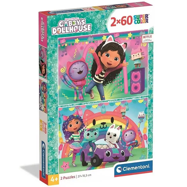 Gabby babaháza: Super Color Puzzle 2x60 darabos - Clementoni