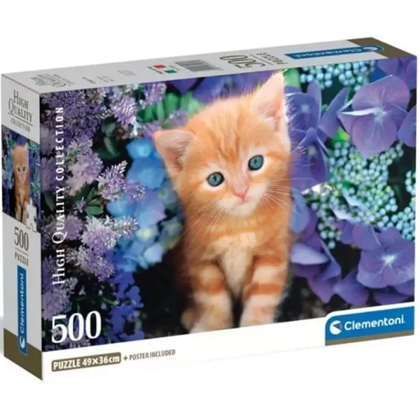 Vörös cica a virágok között 500db-os HQC kompakt puzzle - Clementoni