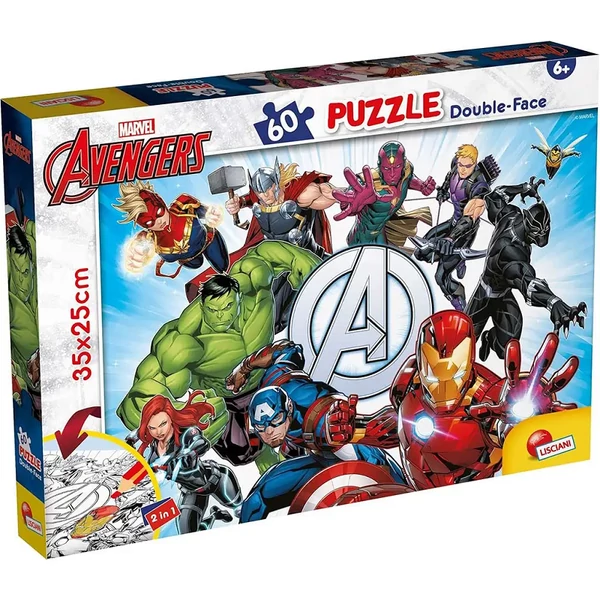 Bosszúállók 2 az 1-ben 60db-os puzzle és színező 35x25cm - Lisciani