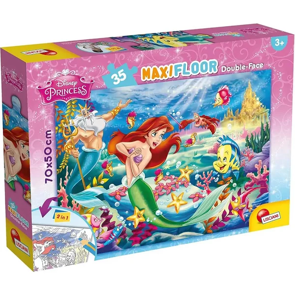 Disney Ariel 2 az 1-ben 35db-os maxi puzzle és színező 70x50cm - Lisciani