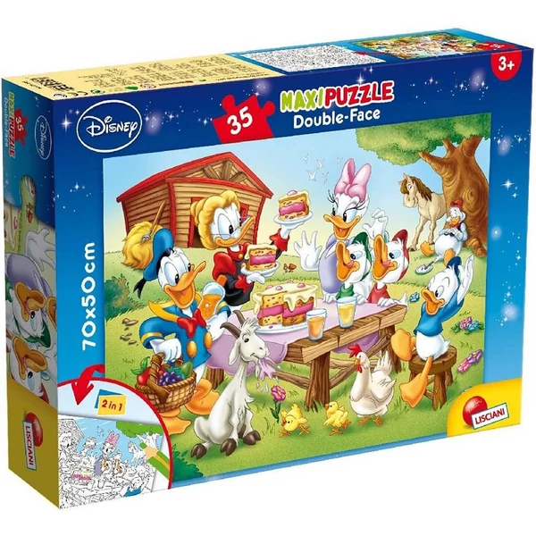 Disney Donald kacsa családja 2 az 1-ben maxi 35db-os puzzle és színező 70x50cm - Lisciani