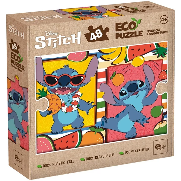 Lilo és Stitch gyümölcsös kaland 2 az 1-ben 48db-os Eco mini puzzle és színező 35x25cm - Lisciani