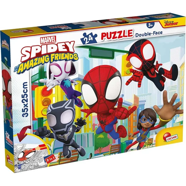 Marvel Spidey 2 az 1-ben 24db-os puzzle és színező 35x25cm - Lisciani