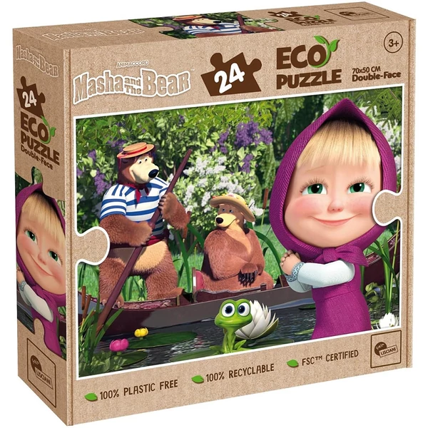 Mása és a medve a tavon 2 az 1-ben 24db-os Eco maxi puzzle és színező 70x50cm - Lisciani