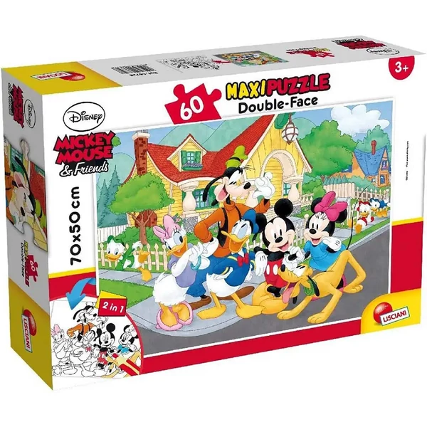 Mickey egér és barátai 2 az 1-ben 60db-os maxi puzzle és színező 70x50cm - Lisciani
