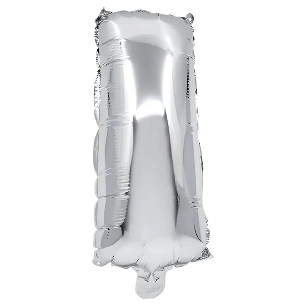 Betű formájú fólia lufi ezüst színben – I betű 32cm