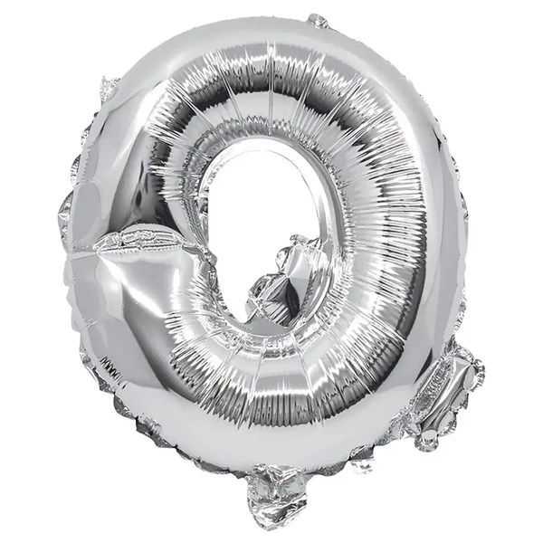 Betű formájú fólia lufi ezüst színben – Q betű 32cm