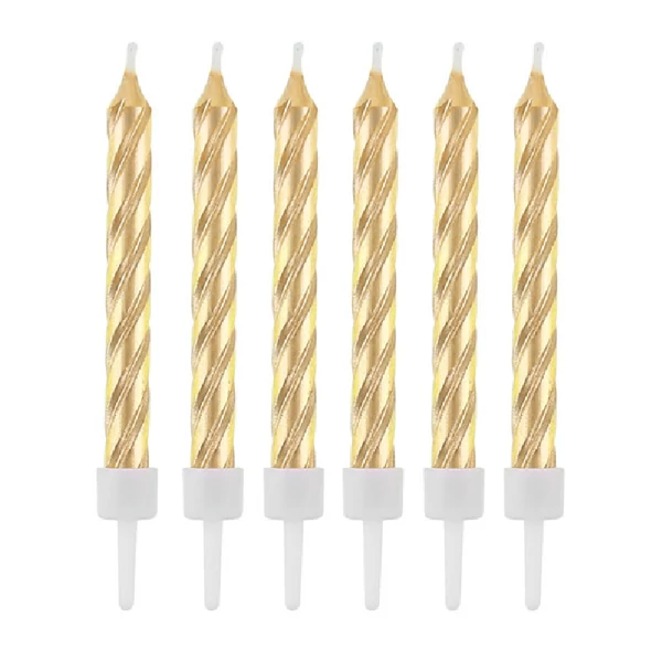 Csavart arany színű gyertya 10db-os szett