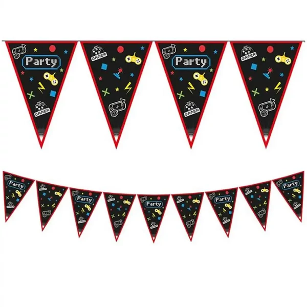 Gamer mintás party zászlófüzér