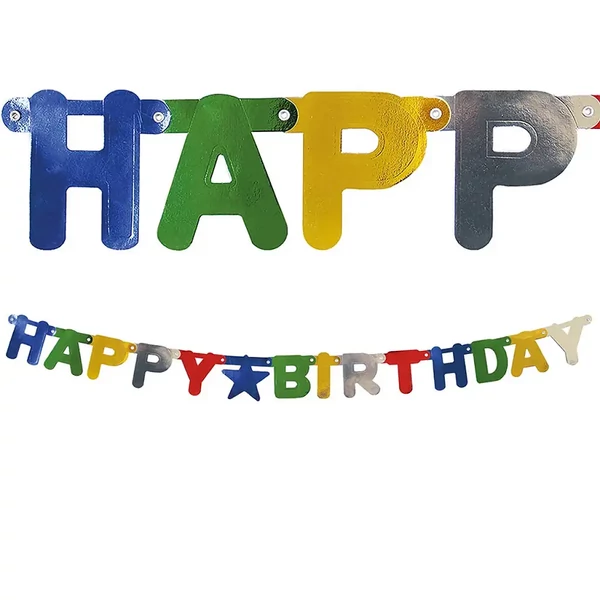 Happy Birthday fűzér – metál színekben