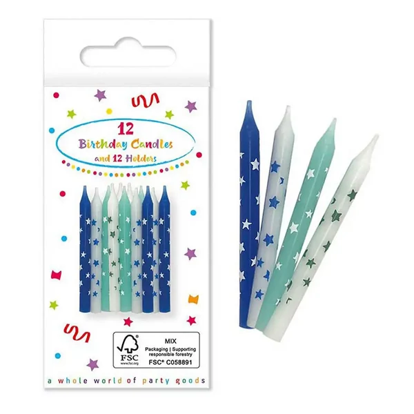 Kék szülinapi gyertyák 12db
