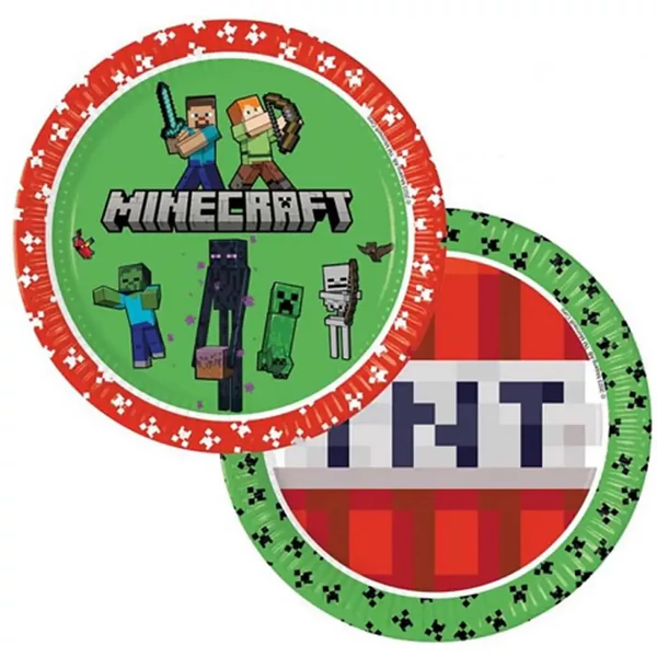 Minecraft 8db-os papírtányér szett 23cm-es