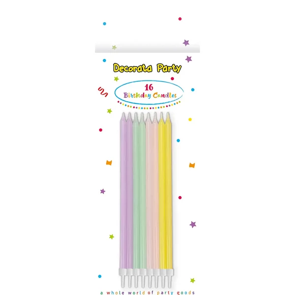 Pasztell színű szülinapi gyertya 16db-os szett