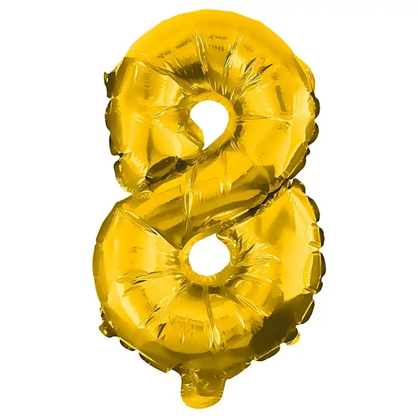 Számos fólia lufi arany színben – 8-as szám 32cm