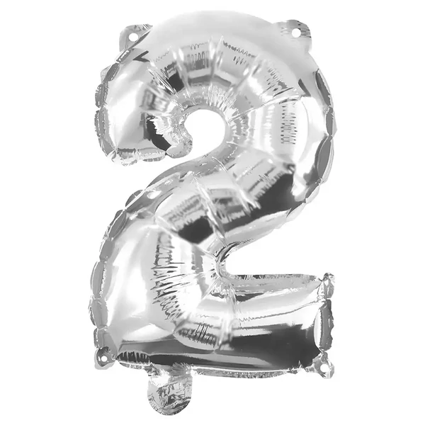 Számos fólia lufi ezüst színben – 2-es szám 32cm
