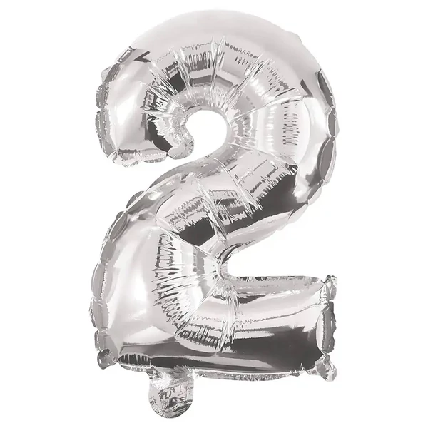 Számos fólia lufi ezüst színben – 2-es szám 86cm