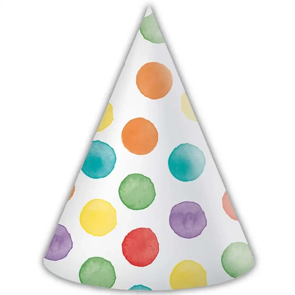 Színes pöttyös party kalap – 6db-os szett
