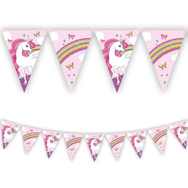 Szivárványos unikornis party zászlófüzér