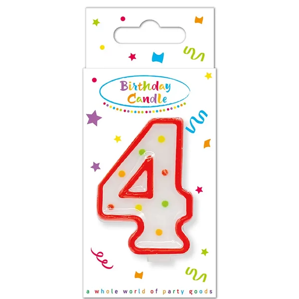 Szülinapi pöttyös gyertya 4-es szám