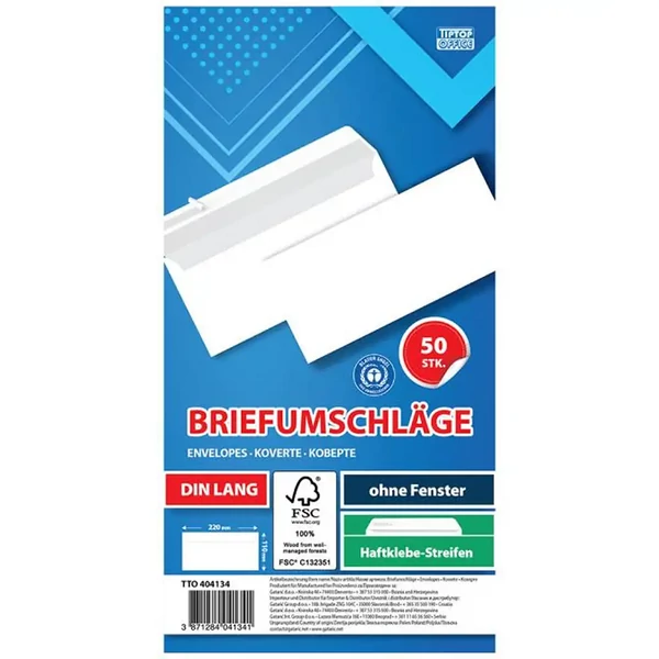 Spirit: Fehér boríték LA/4 11x23cm 50db-os csomag