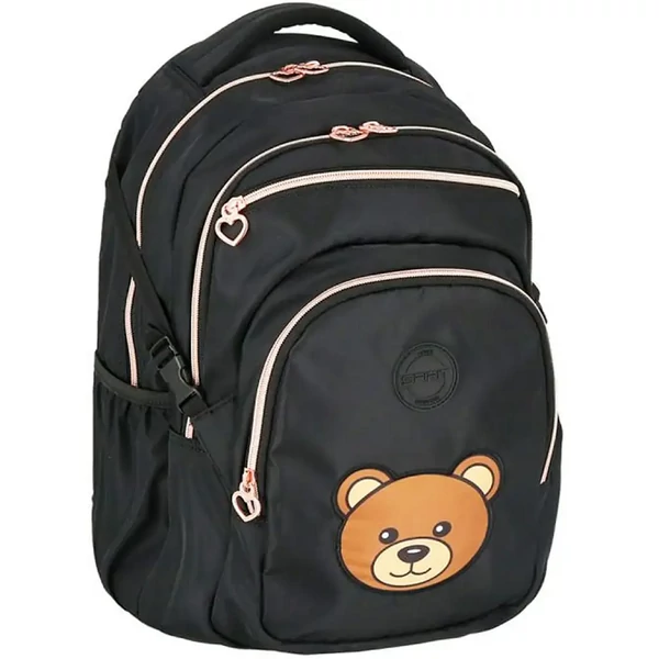 Spirit: Masha macis fekete lekerekített iskolatáska, hátizsák 46x31x21cm