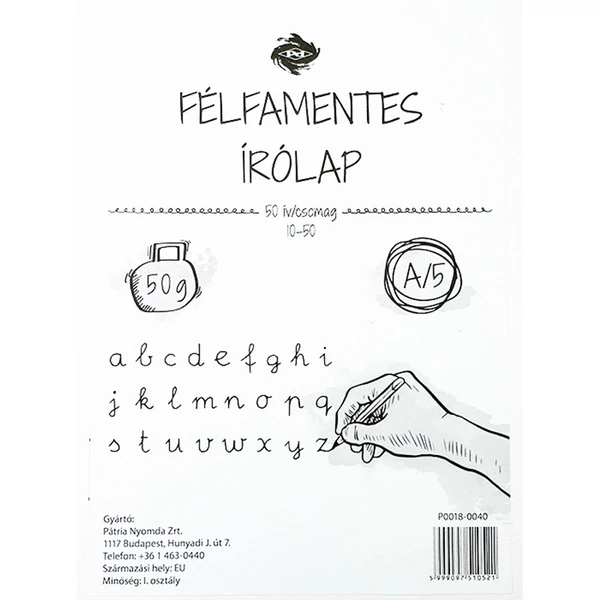 Félfamentes írólap 10-50 A/5 50db-os csomag