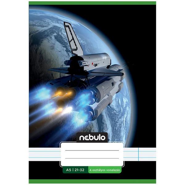 Nebulo: Tűzött 4. osztályos űrsikló mintás vonalas füzet 21-32 A/5
