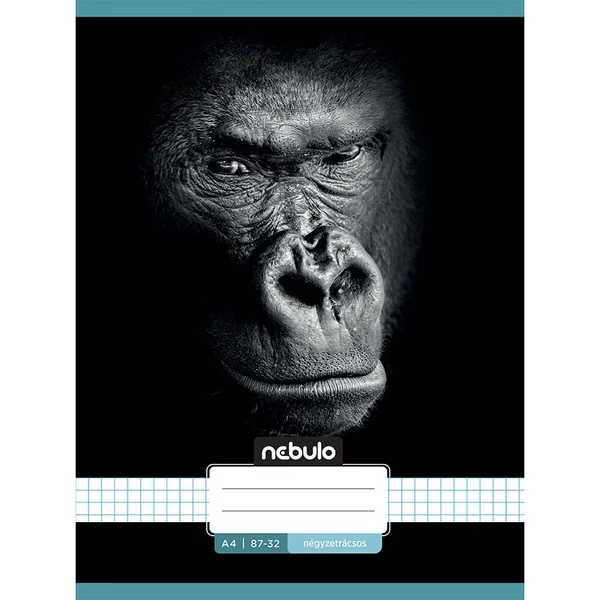 Nebulo: Tűzött kockás füzet gorilla mintás 87-32 A/4