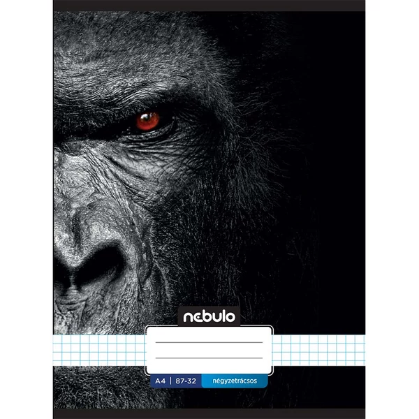 Nebulo: Tűzött kockás gorilla mintás füzet 87-32 A/4