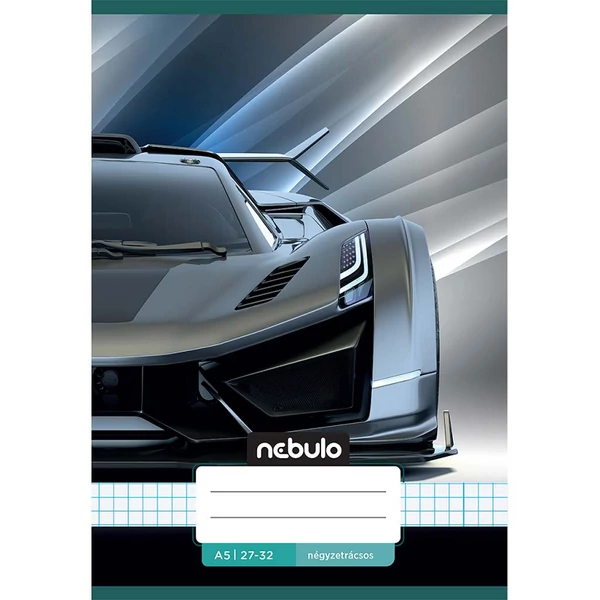 Nebulo: Tűzött kockás sport autó mintás füzet 27-32 A/5