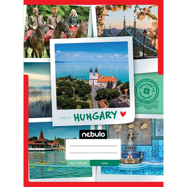 Nebulo: Tűzött sima Magyarország mintás füzet 80-32 A/4