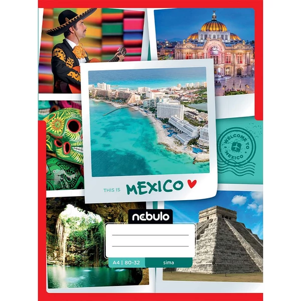 Nebulo: Tűzött sima Mexikó mintás füzet 80-32 A/4