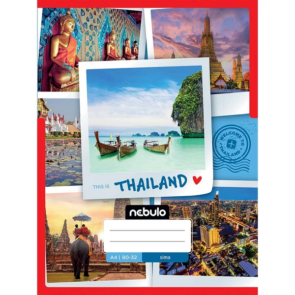 Nebulo: Tűzött sima Thaiföld mintás füzet 80-32 A/4