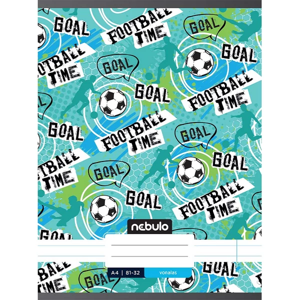 Nebulo: Tűzött vonalas football time feliratos füzet 81-32 A/4