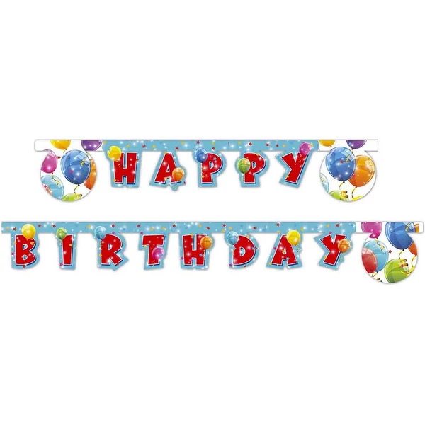 Csillogó léggömbök Happy Birthday felirat 300cm