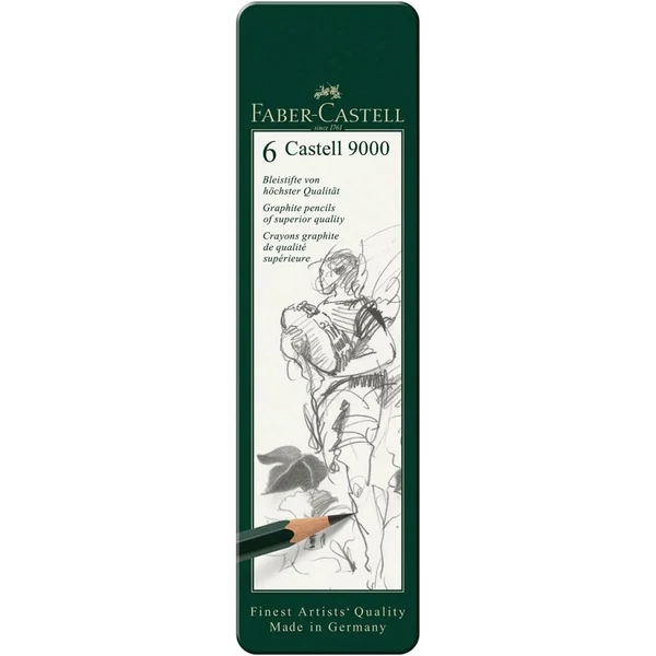 Faber-Castell: Castell 9000 Grafitceruza 6db-os szett fém dobozban