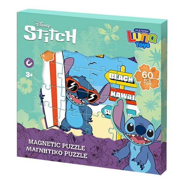 Luna: Disney Lilo és Stitch mintás 3x20db-os mágneses puzzle