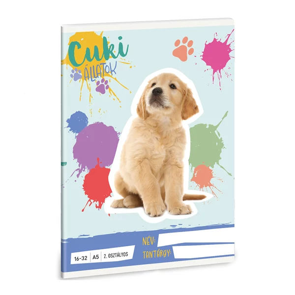 Ars Una: Cuki Állatok - Golden retriever 2. osztályos vonalas füzet A/5 16-32