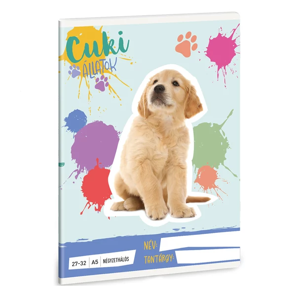 Ars Una: Cuki Állatok - Golden retriever kockás füzet A/5 27-32