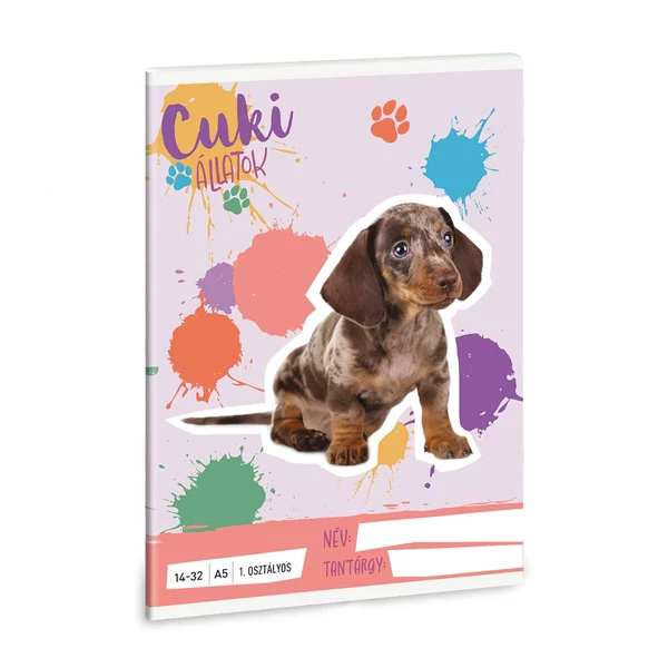Ars Una: Cuki Állatok - Harlekin tacskó A/5 1.osztályos vonalas füzet 14-32