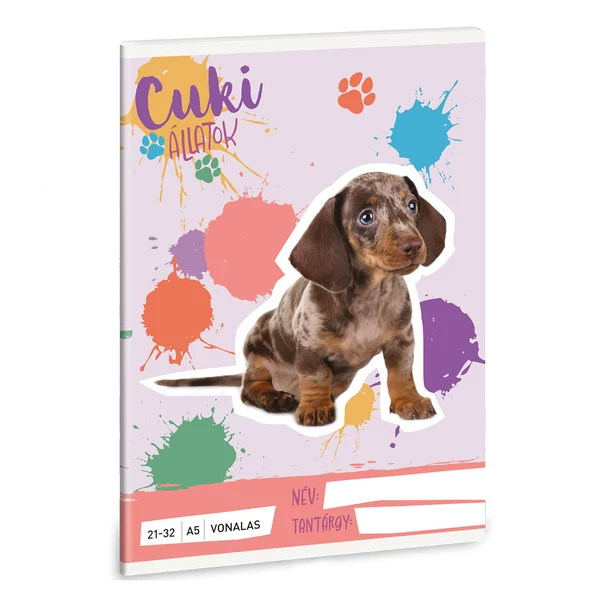 Ars Una: Cuki Állatok - Harlekin tacskó vonalas füzet A/5 21-32