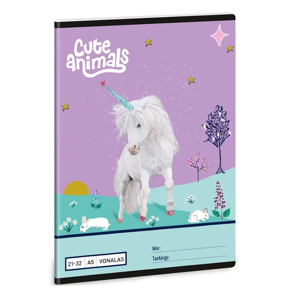 Ars Una: Cute Animals - Unikornis mintás vonalas füzet A/5 21-32
