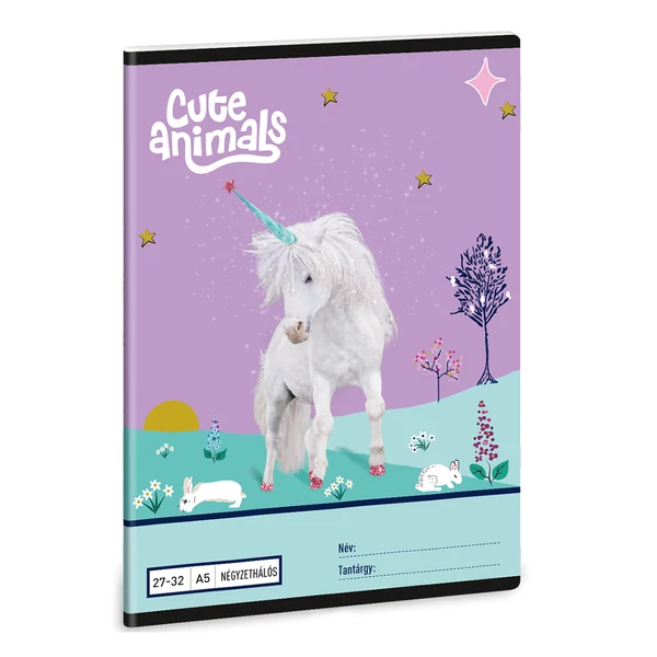 Ars Una: Cute Animals unikornis mintás kockás füzet A/5 27-32