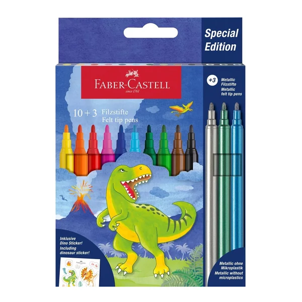 Faber-Castell: Dinoszauruszos filctoll 10+3db-os csomag
