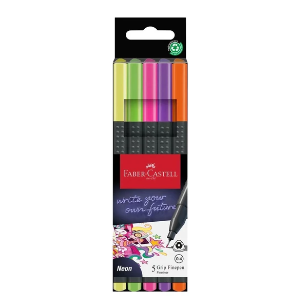 Faber-Castell: Grip neon 0,4mm-es tűfilctoll szett 5db-os