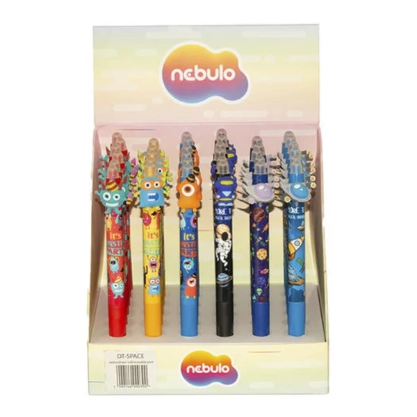 Nebulo: űrlényes radírozható nyomógombos zselés toll több változatban 1db
