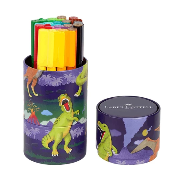 Faber-Castell: Connector Filctoll Készlet – 20 db-os Dínós hengeres dobozban