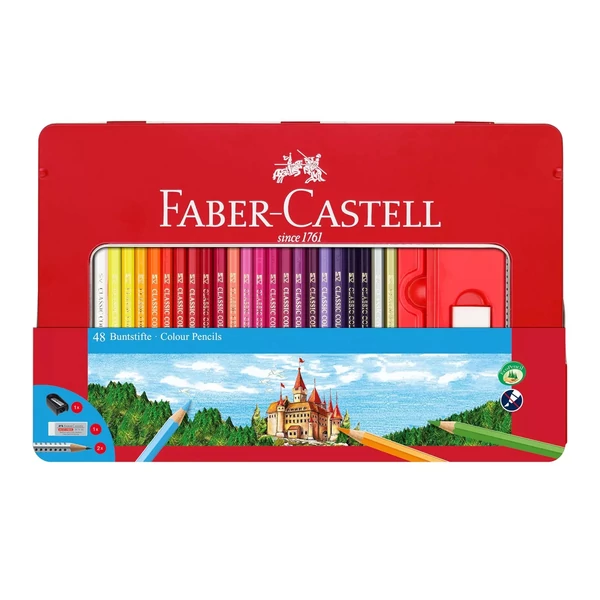 Faber-Castell: Színes ceruza szett fém dobozban 48db-os